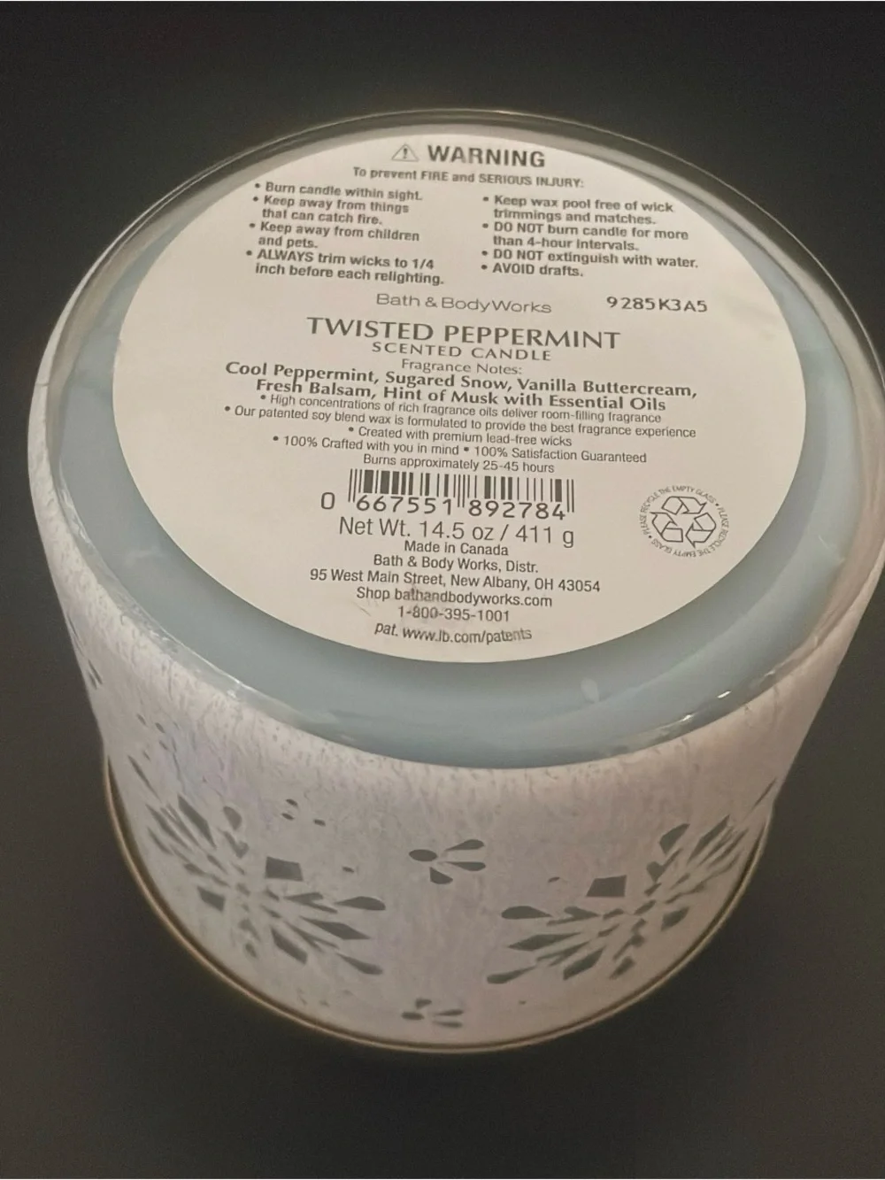 Bath & Body Works Twisted Peppermint Scented Candle